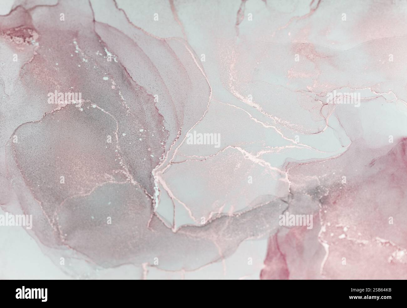 Abstract alcohol ink art featuring delicate pink and gray tones with ...