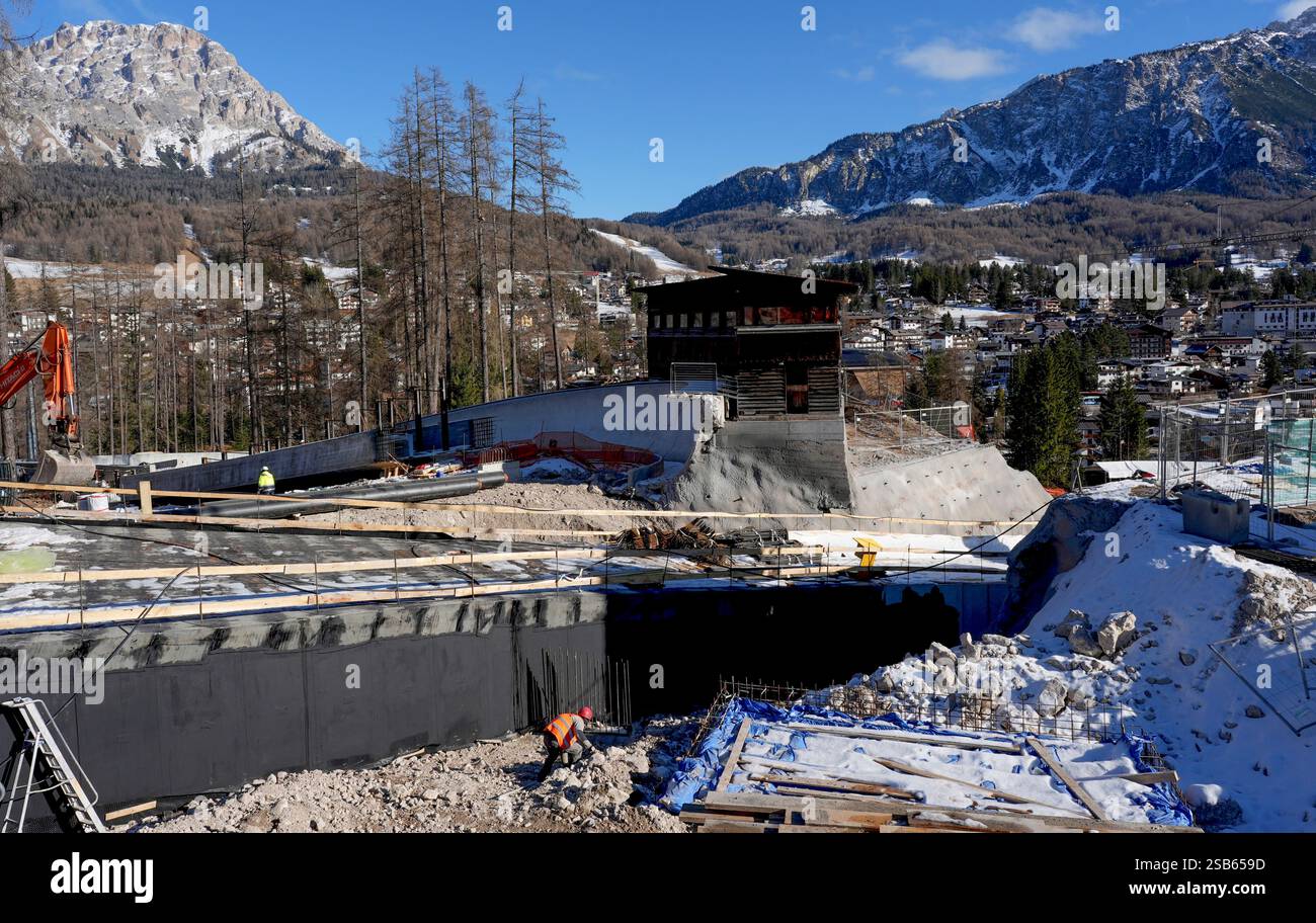 Construction work takes place at the Cortina Sliding Center, venue for
