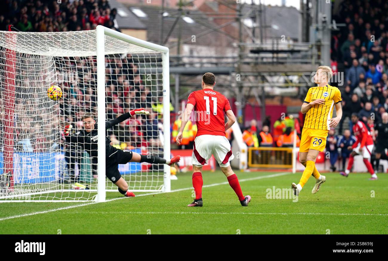 Nottingham Forest's Chris Wood scoring his sides third goal during the