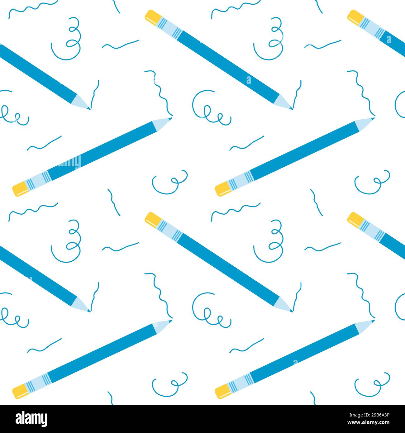 Seamless vector pattern with school theme elements. Book pencil pen, rulers. . Vector illustration Stock Vector