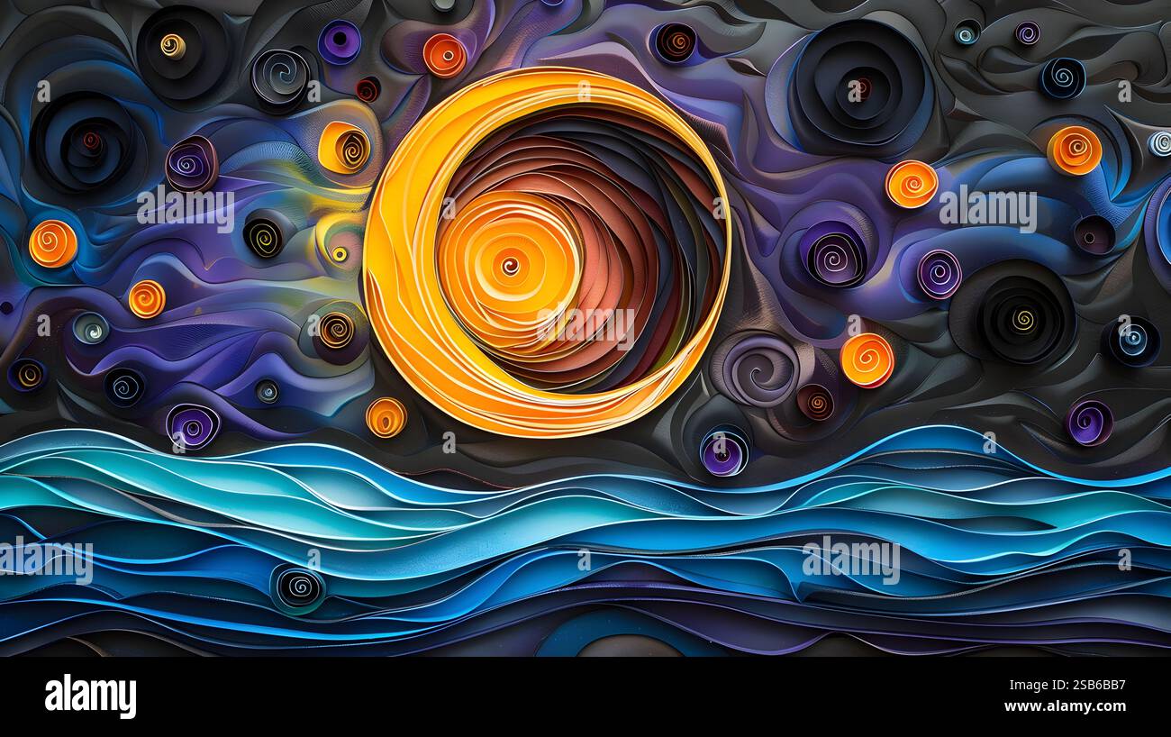 Solar Eclipse Color This visually striking image depicts a captivating solar eclipse,where ...