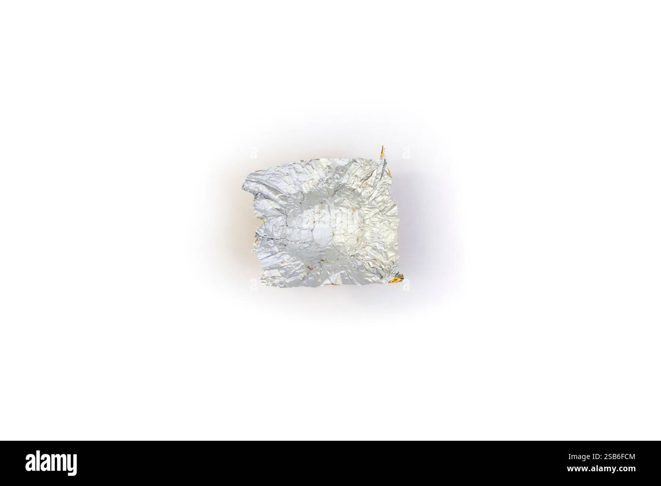 Aluminium tin foil, empty chocolate candy packaging for product placement, flat lay Stock Photo
