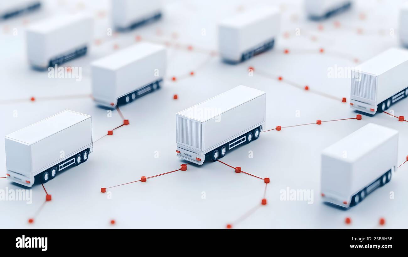 Interconnected nodes representing a sophisticated transport network ...