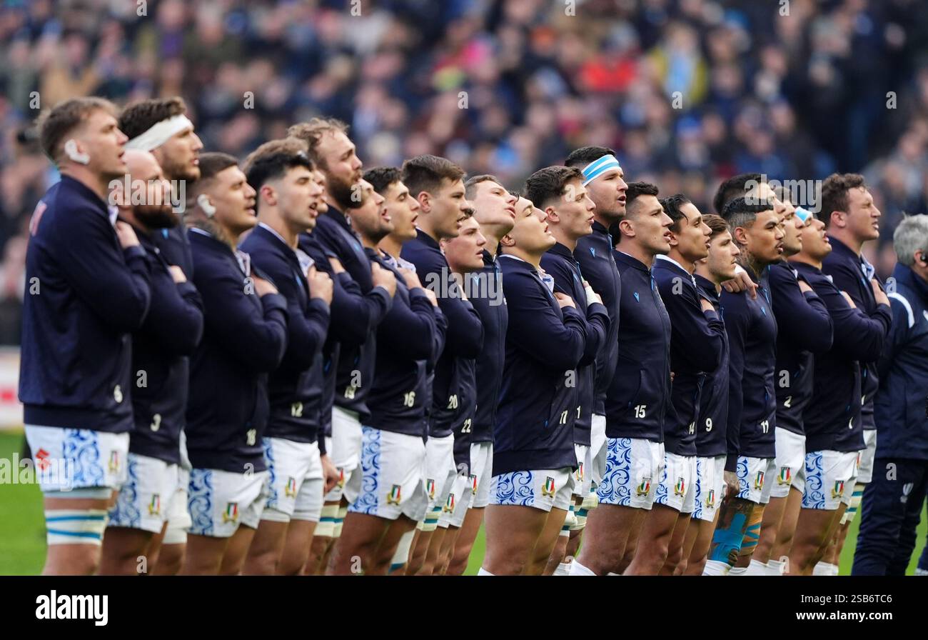 Italy players line up ahead of the Guinness Six Nations match at