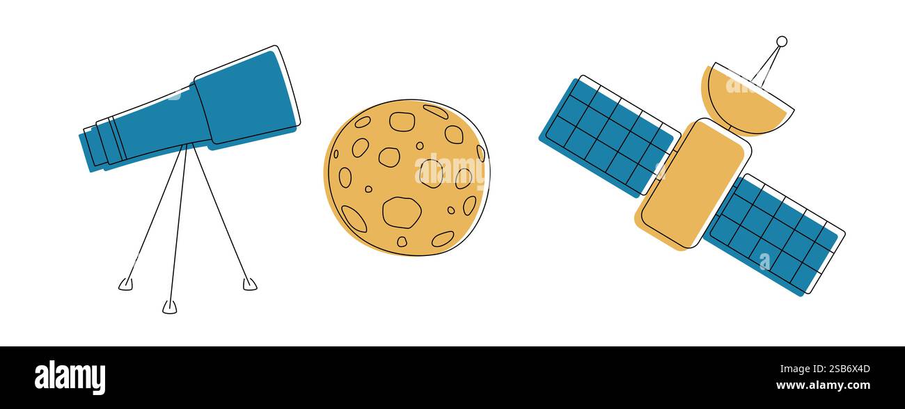 Diverse Group of Space Objects Vector illustration Stock Vector