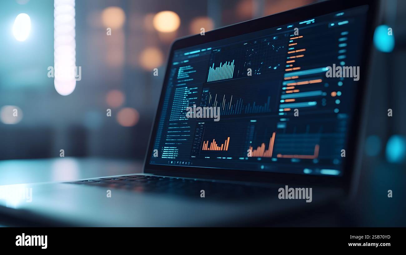 Augmented Reality Business Analytics Dashboard Displayed on Laptop ...