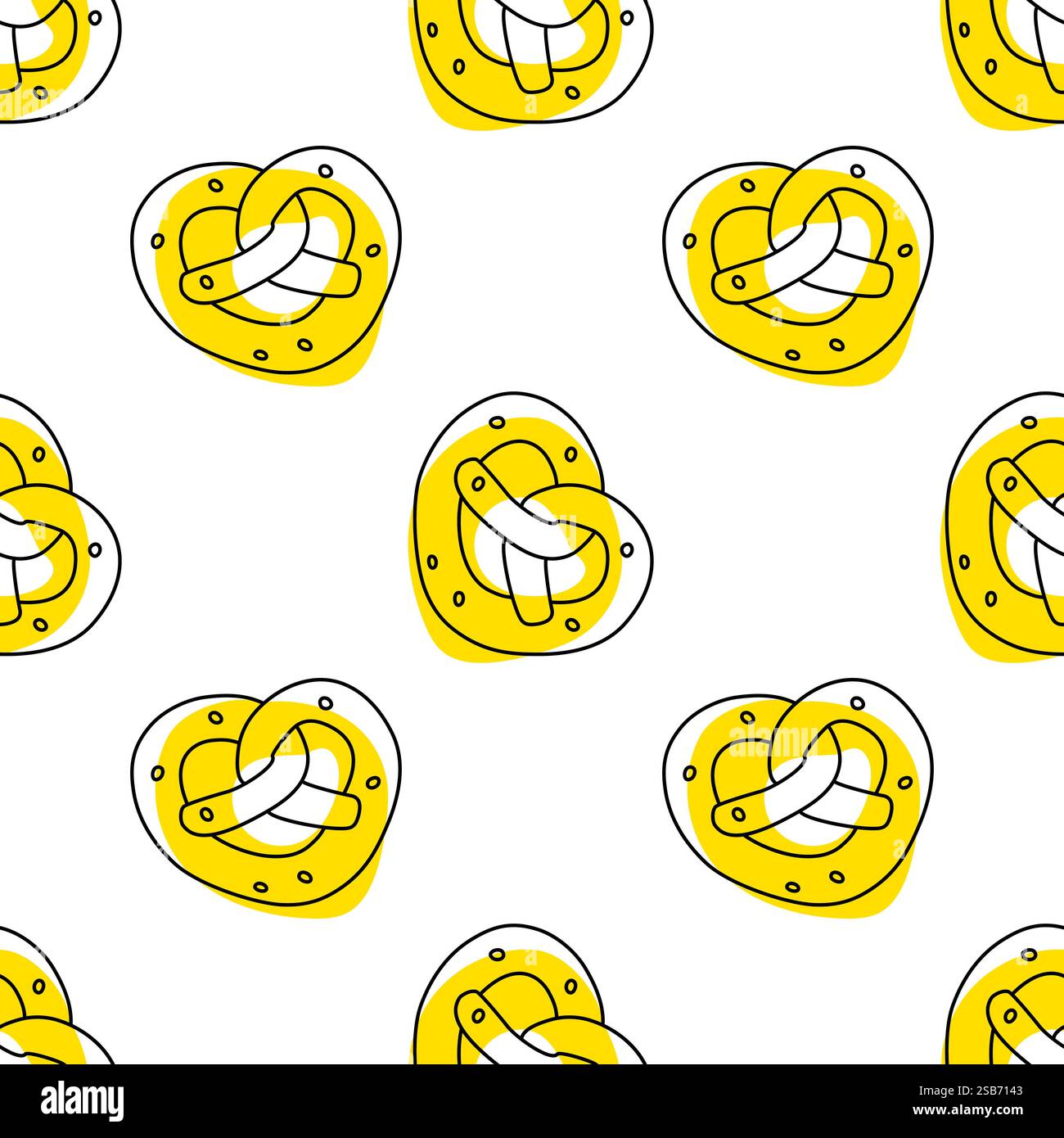 Seamless pattern with mini pretzels on an isolated background. Vector illustration Stock Vector
