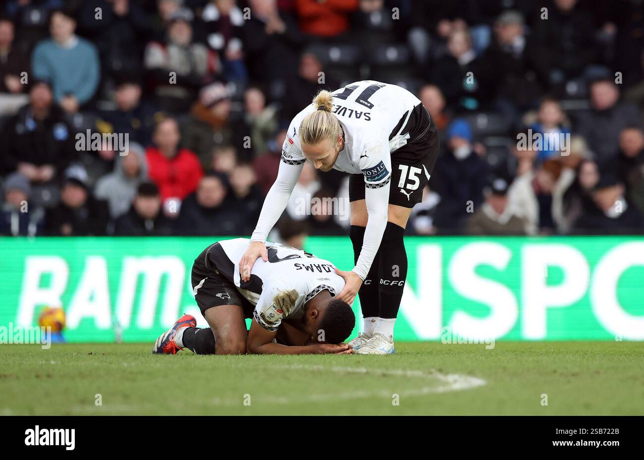 Derby County's Ebou Adams reacts to a missed chance during the Sky Bet