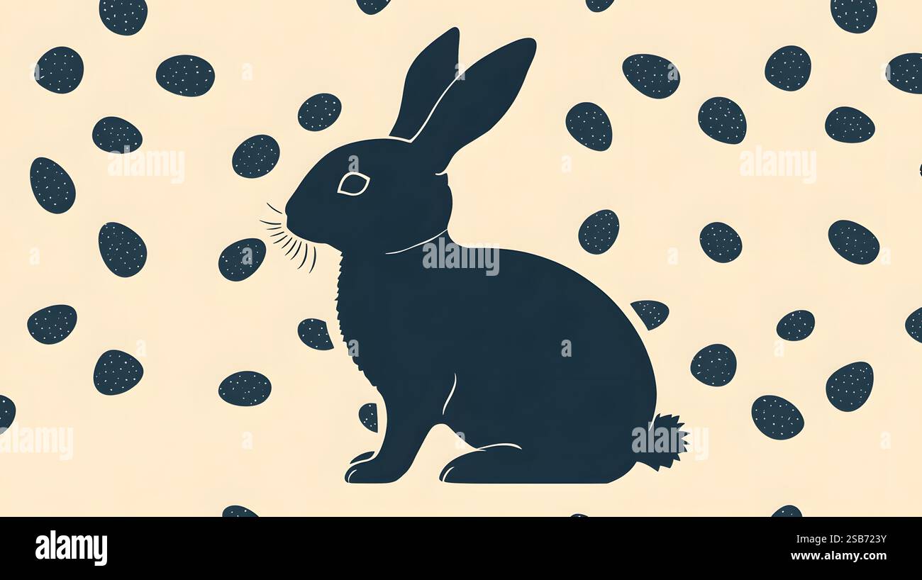 Minimalist Bunny Silhouette with Egg Pattern Overlay for Modern Easter ...