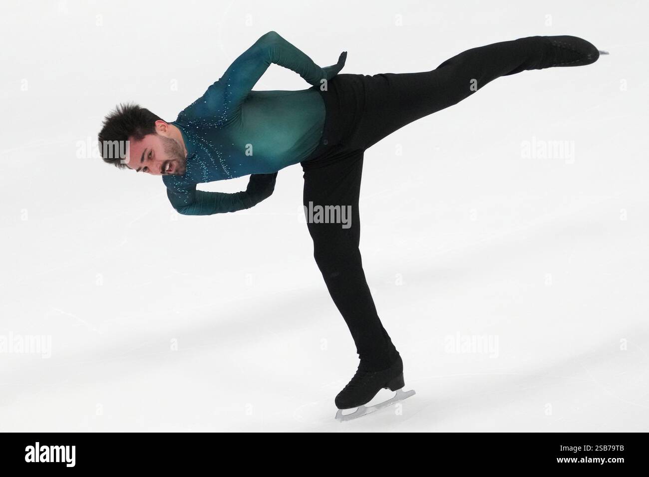 Kevin Aymoz of France performs during the men's free skating program at