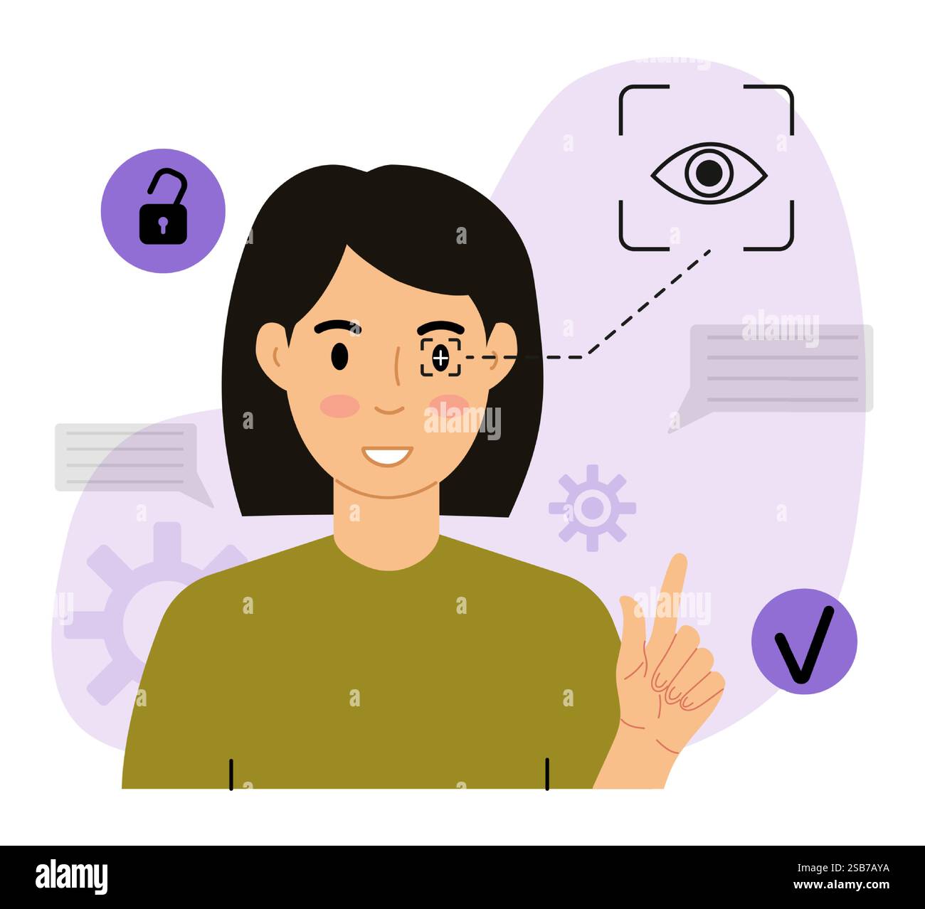 Man Using Facial Recognition on Smartphone Stock Vector
