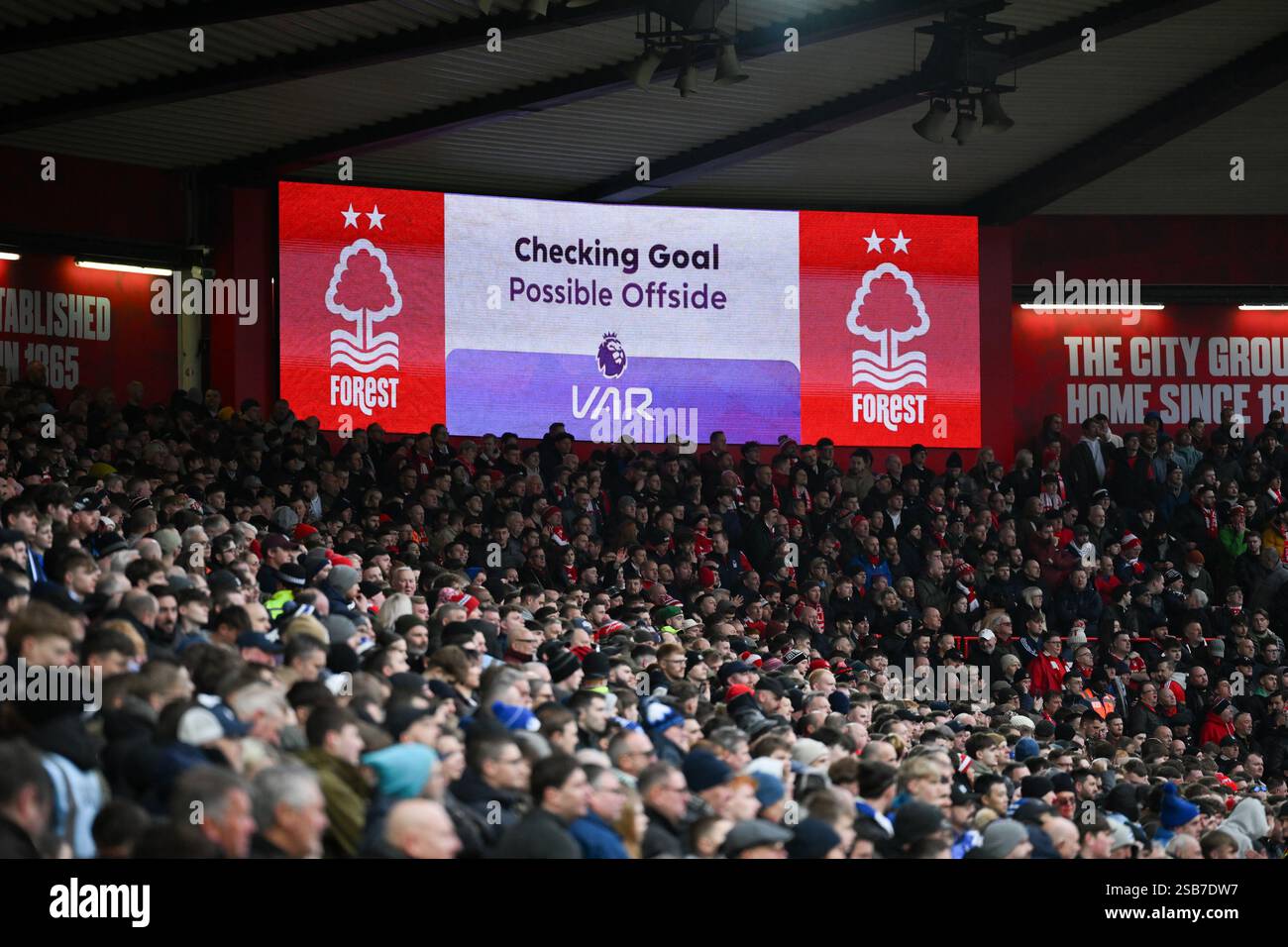 VAR checking for a possible offside during the Premier League match ...