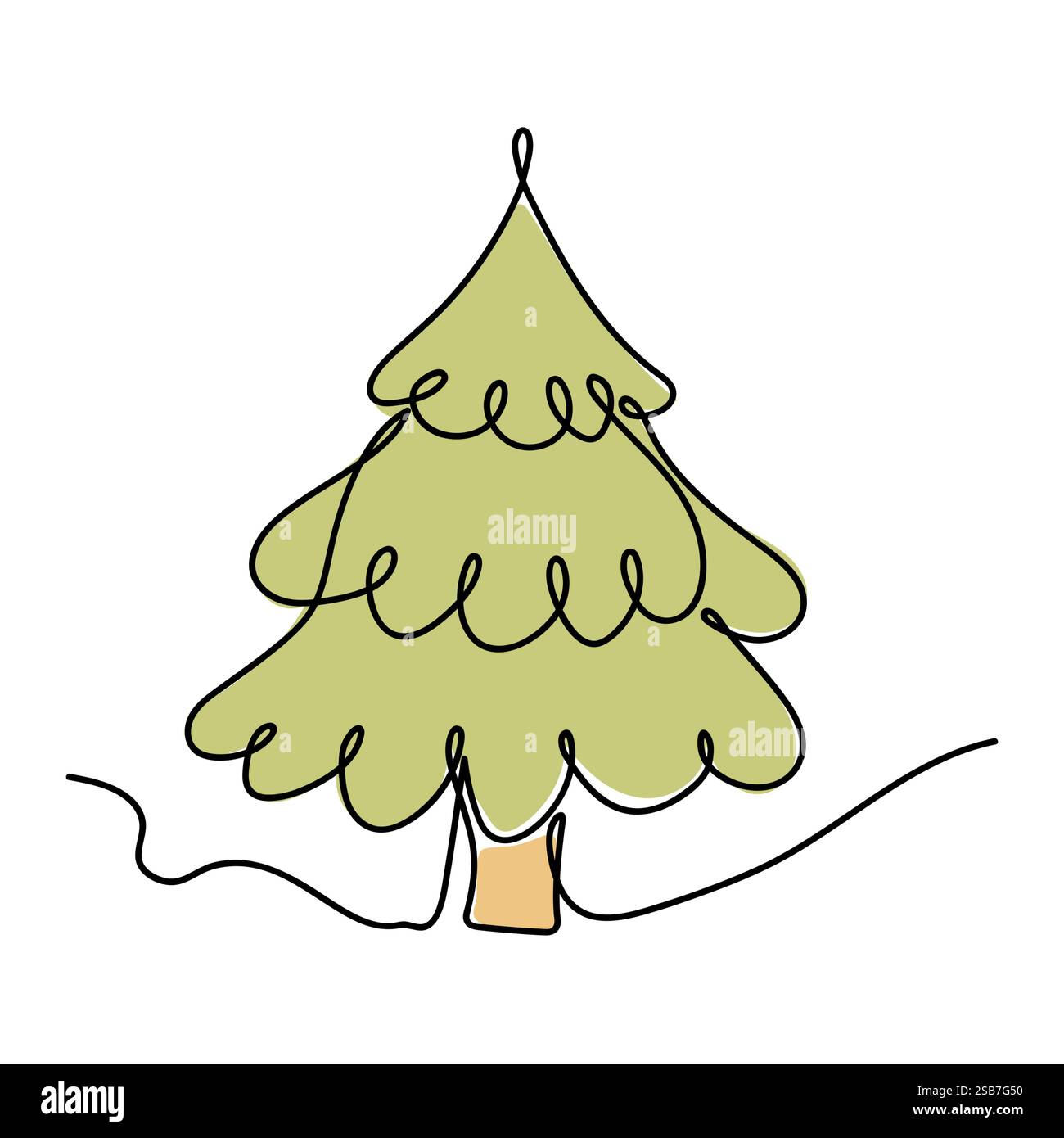 Simple Christmas tree drawing with festive message created in a playful ...