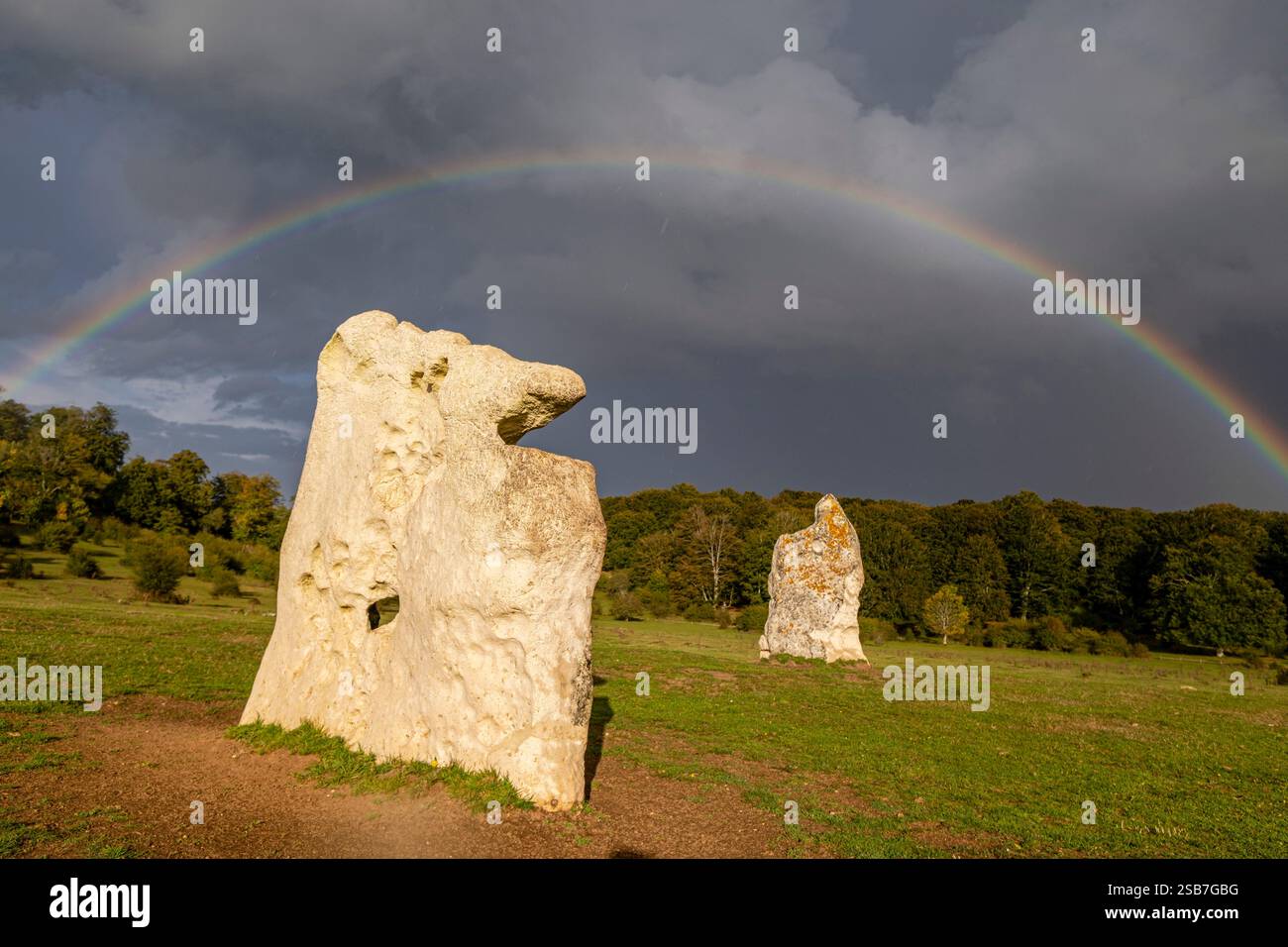 Rainbow over the Dolmen, Megalithic Park of Legaire, Campas de Legaire ...