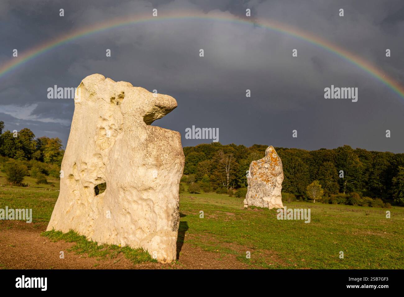 Rainbow over the Dolmen, Megalithic Park of Legaire, Campas de Legaire ...