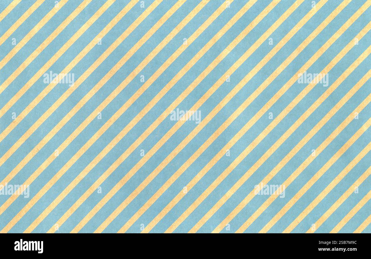 Surface of gift packaging paper or cardboard, background, texture. Backdrop of dark-brown paper surface with blue stripes diagonally. Brownish paper Stock Photo