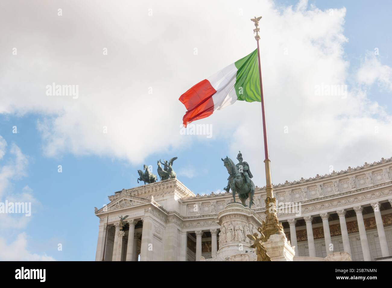 National monument to Victor Emmanuel ii with an Italian flag by Piazza ...