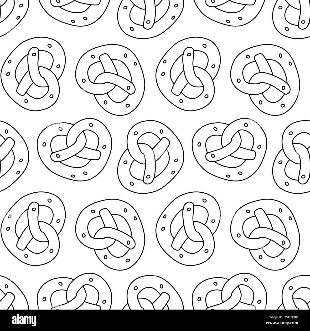 Seamless pattern with mini pretzels on an isolated background. Stock Vector