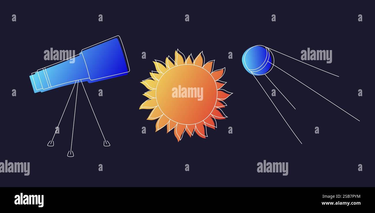 Diverse Group of Space Objects Stock Vector