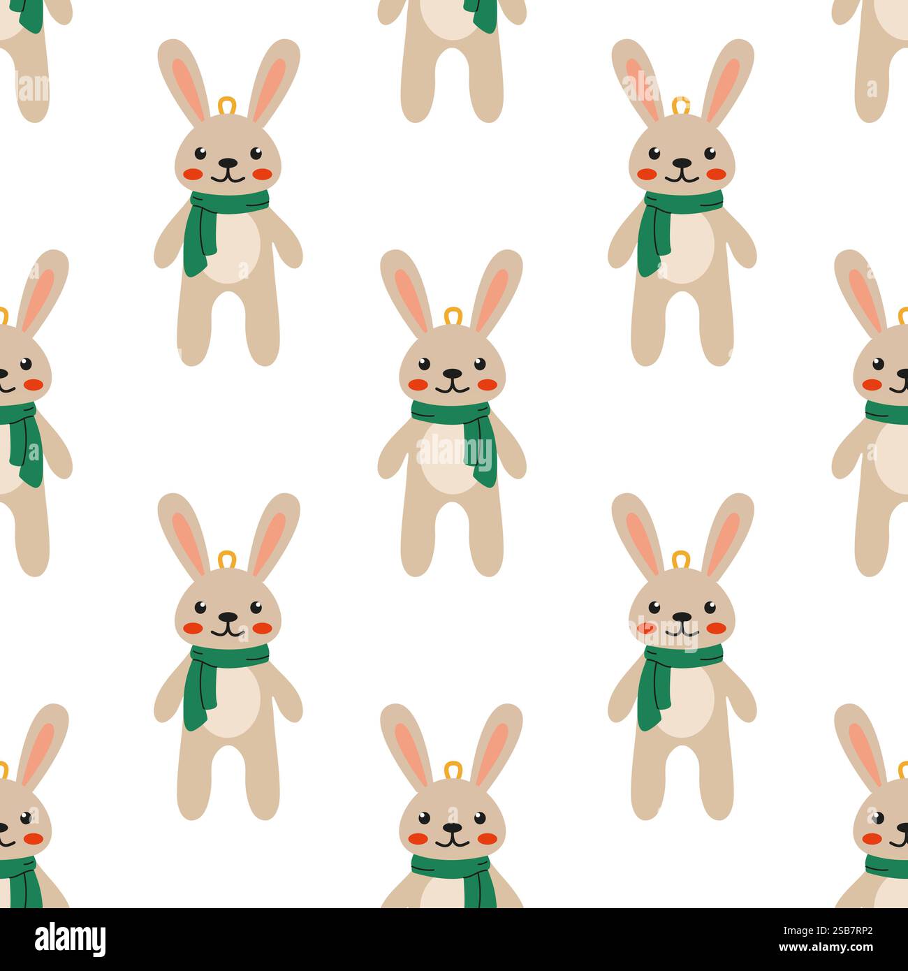 Cute rabbit characters in a playful repeating pattern on a light ...