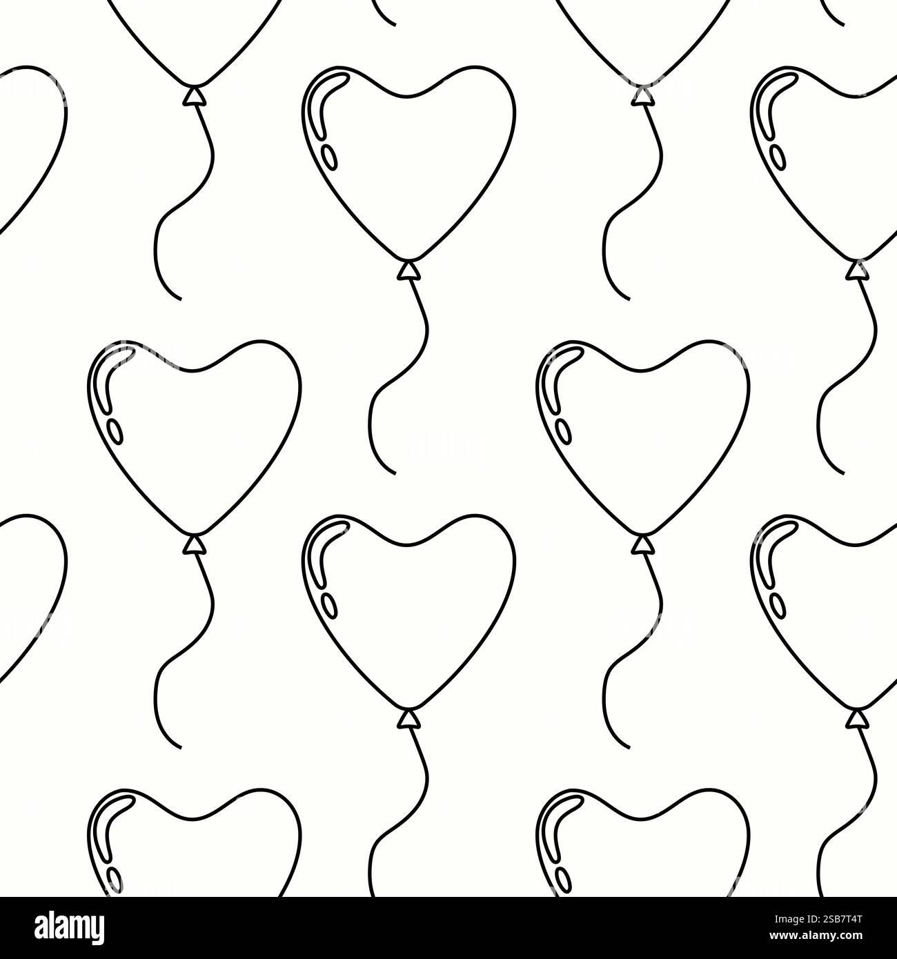 Heart-shaped balloons floating in a playful pattern on a light background Stock Vector