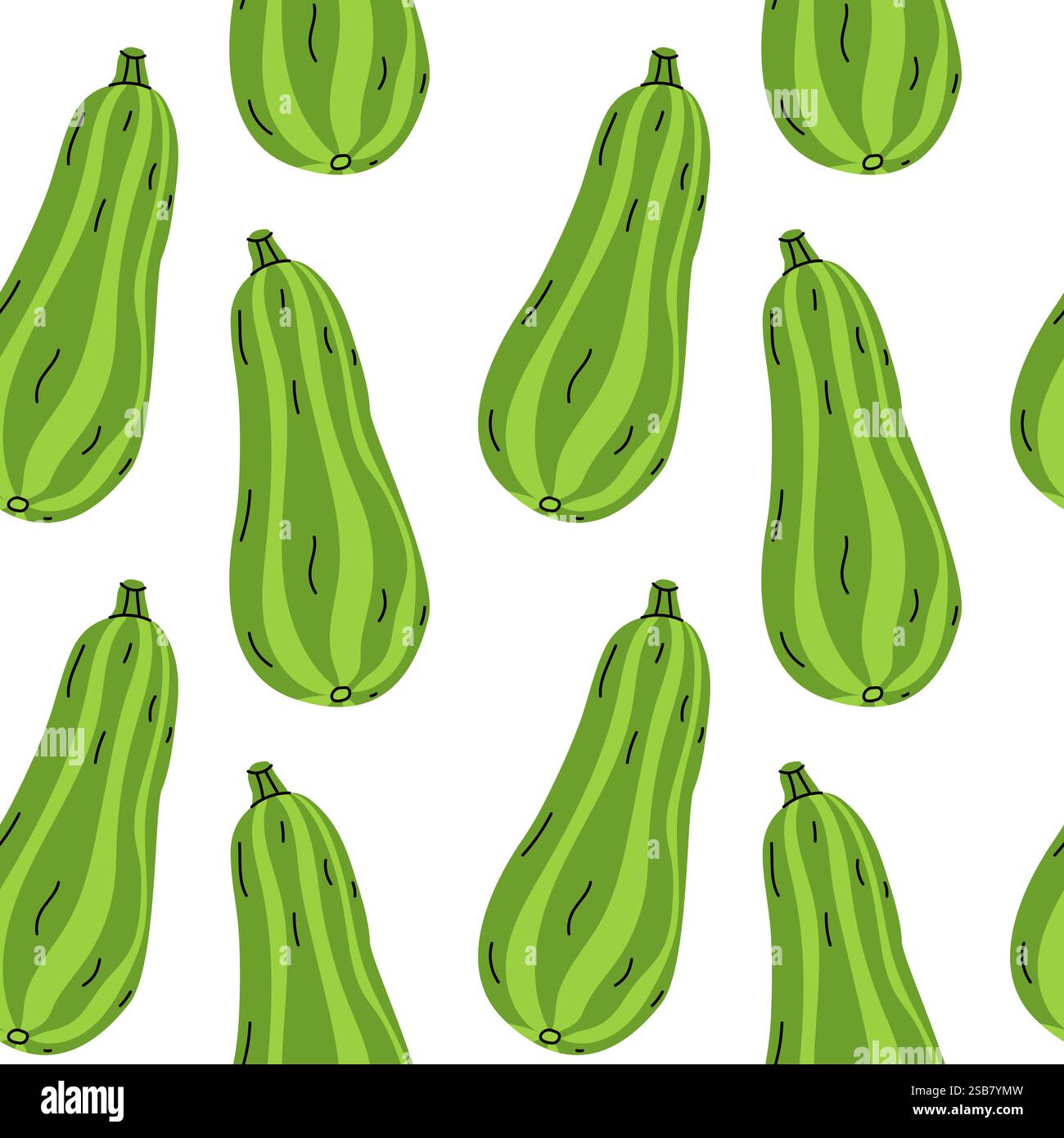 Zucchini Pattern Colorful pattern of green zucchinis arranged evenly on a white ...