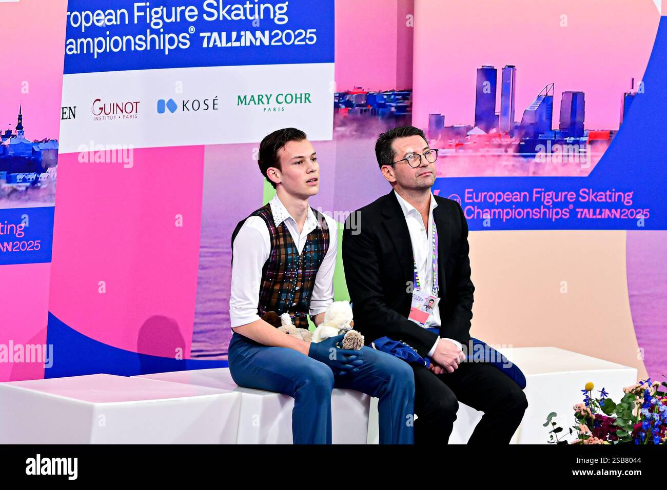 Lev VINOKUR (ISR), at Kiss & Cry, during Men Free Skating, at the ISU