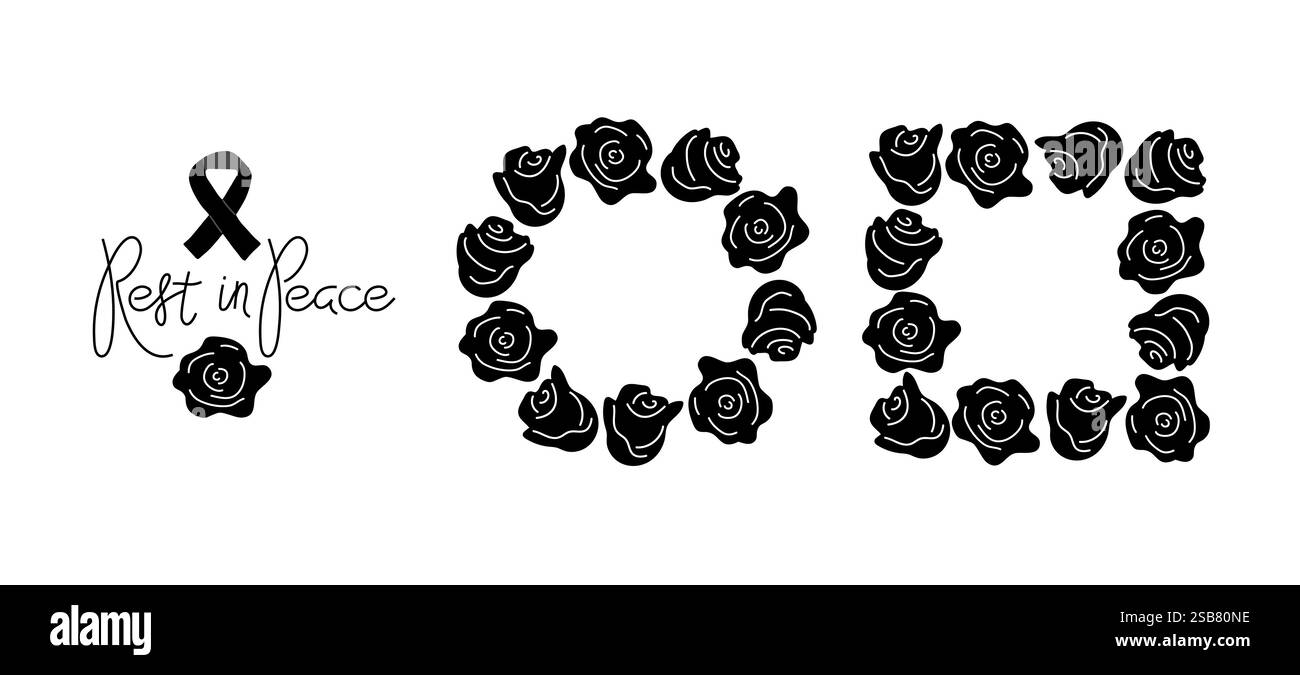Floral tribute design featuring black roses and condolence message for ...