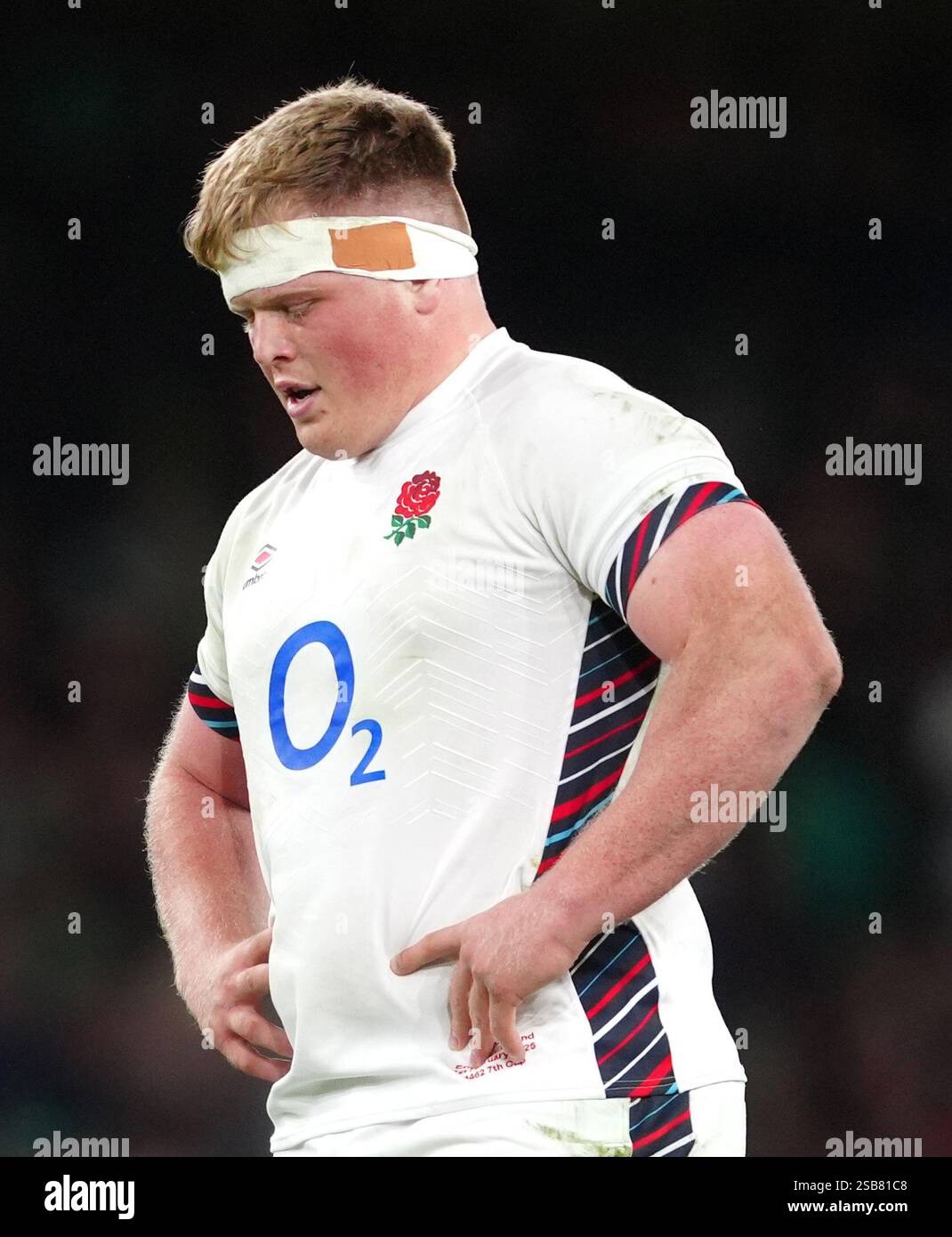 England's Fin Baxter reacts following during the Guinness Men's Six ...