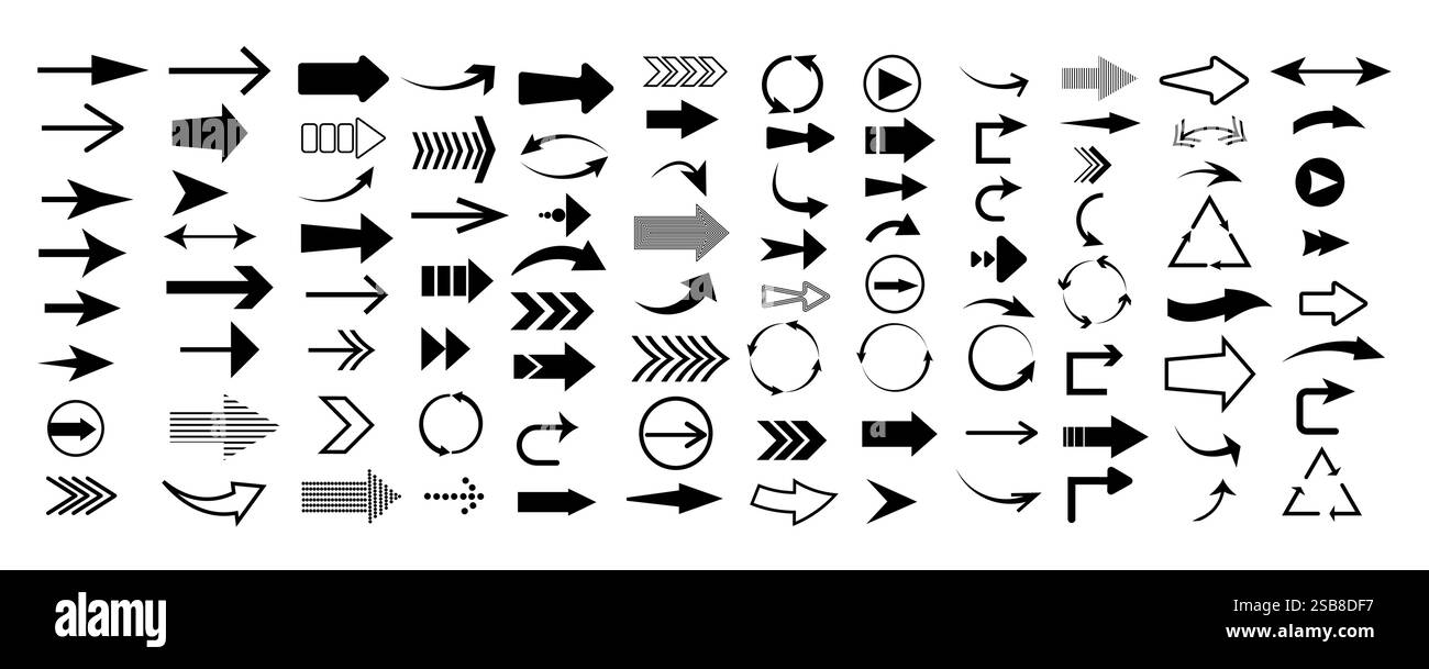 Set arrow icons, Collection different types of arrows sign. Black ...
