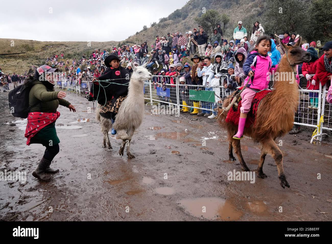Children compete in the annual llama races that commemorate, "World
