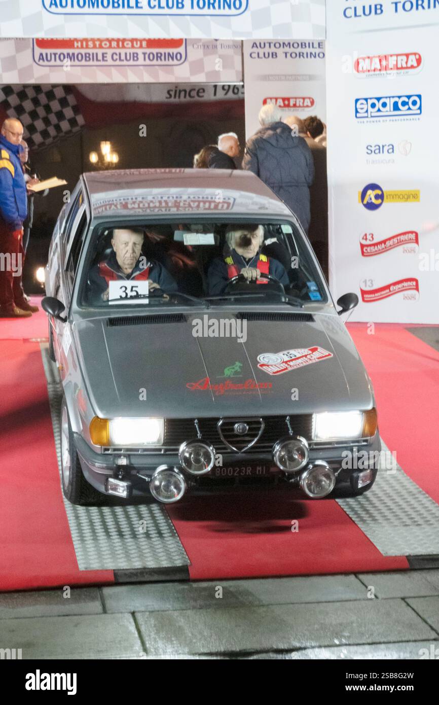 Turin, Italy. January 30, 2025.Classic Cars for the Rallye Monte-Carlo ...