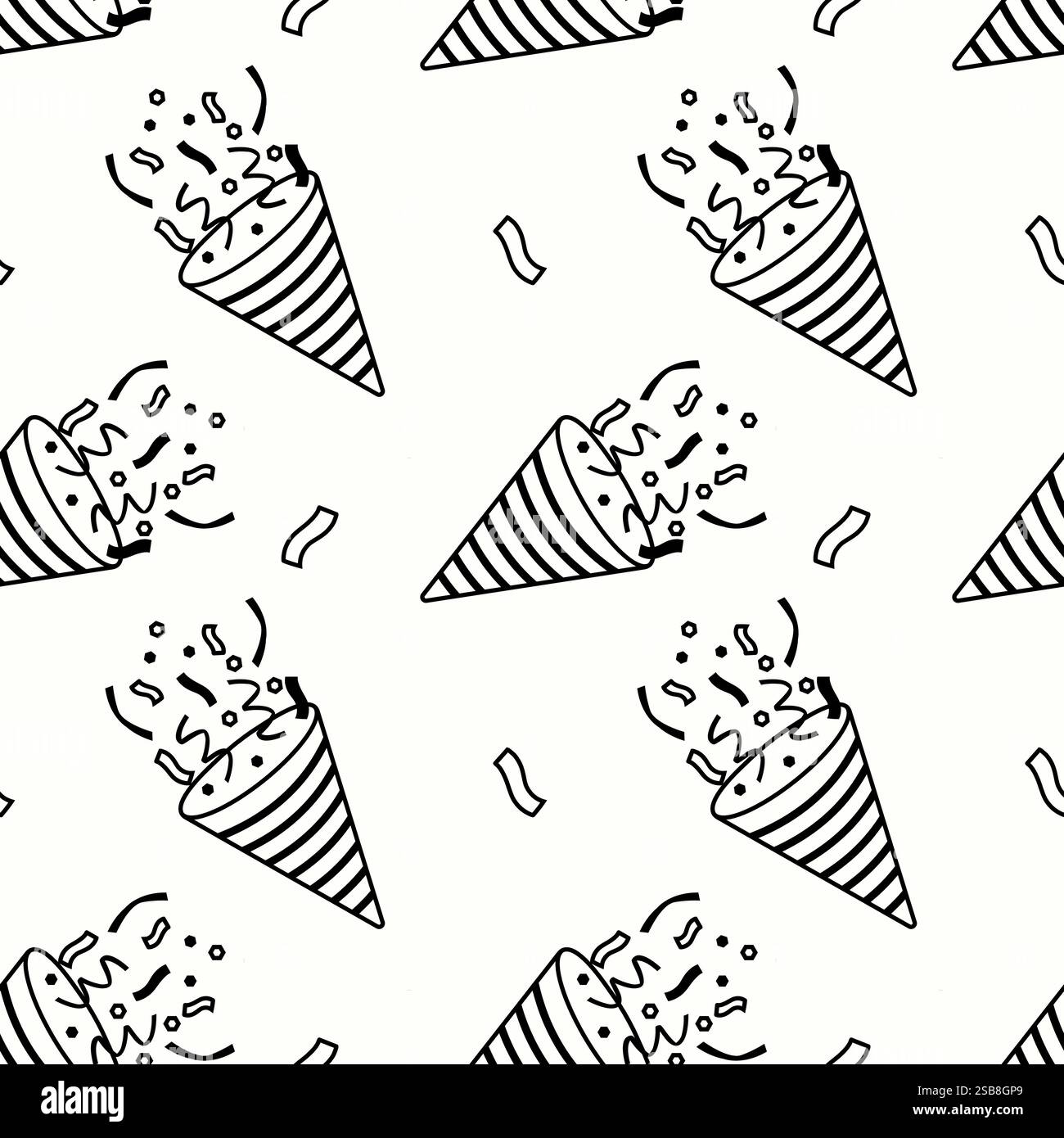 Fun and festive pattern of ice cream cones with sprinkles and confetti ...