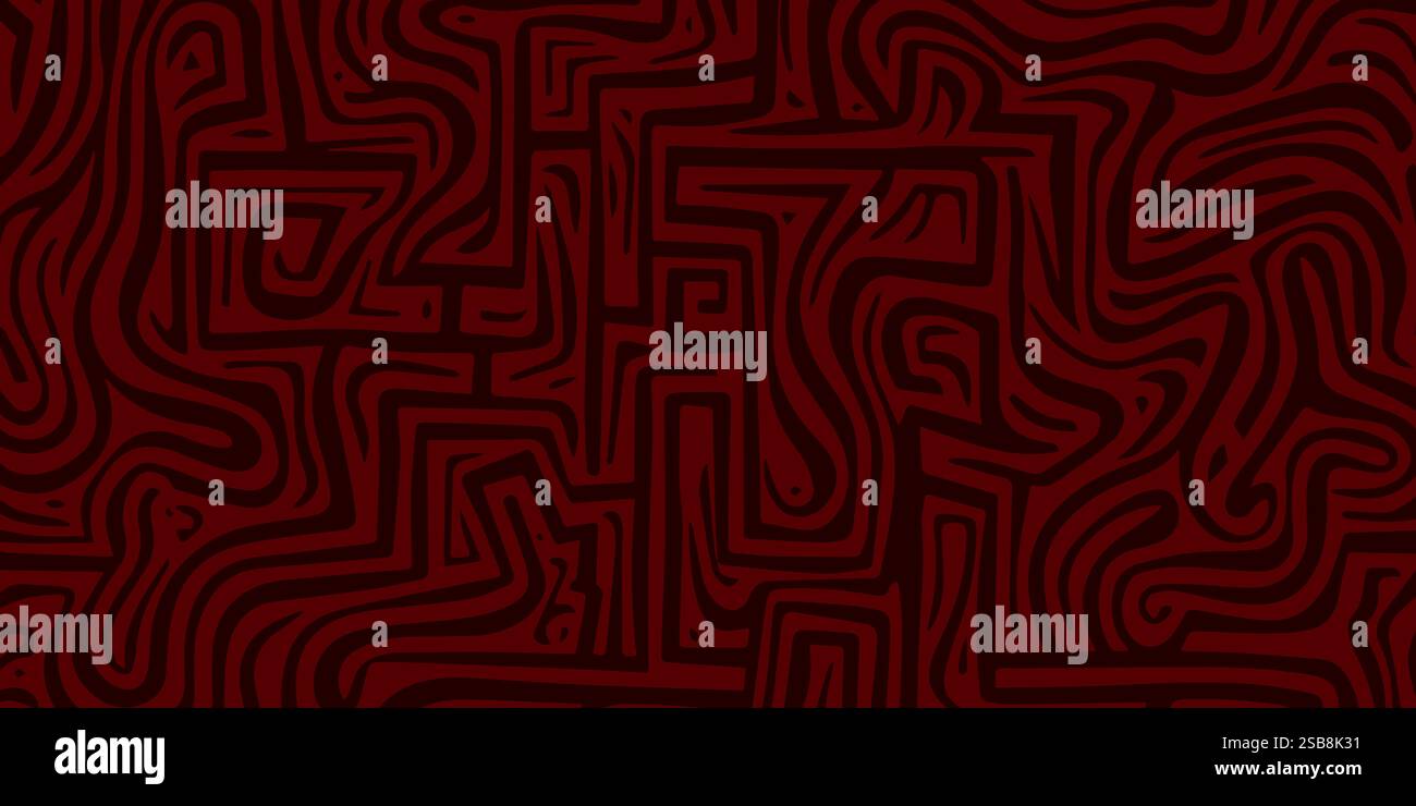Labyrinth abstract seamless grunge pattern in dark colors Stock Vector