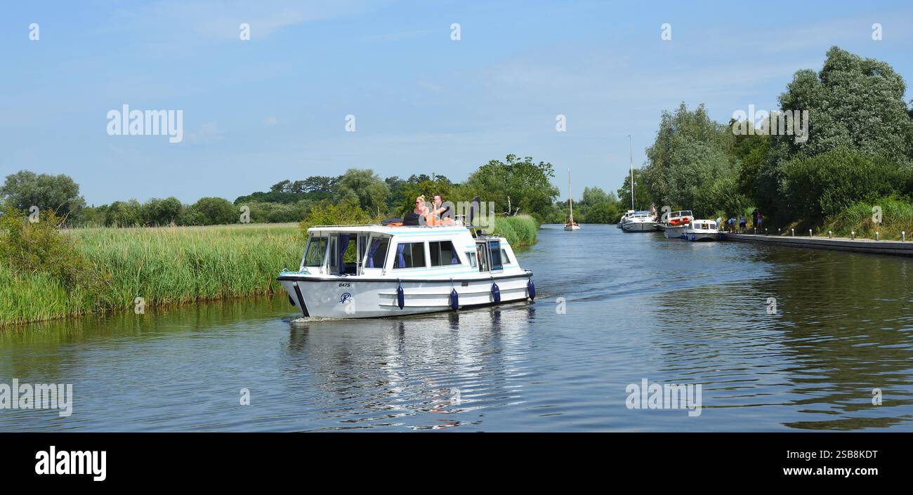 Broads Cruiser on the river Ant Norfolk Boards Stock Photo