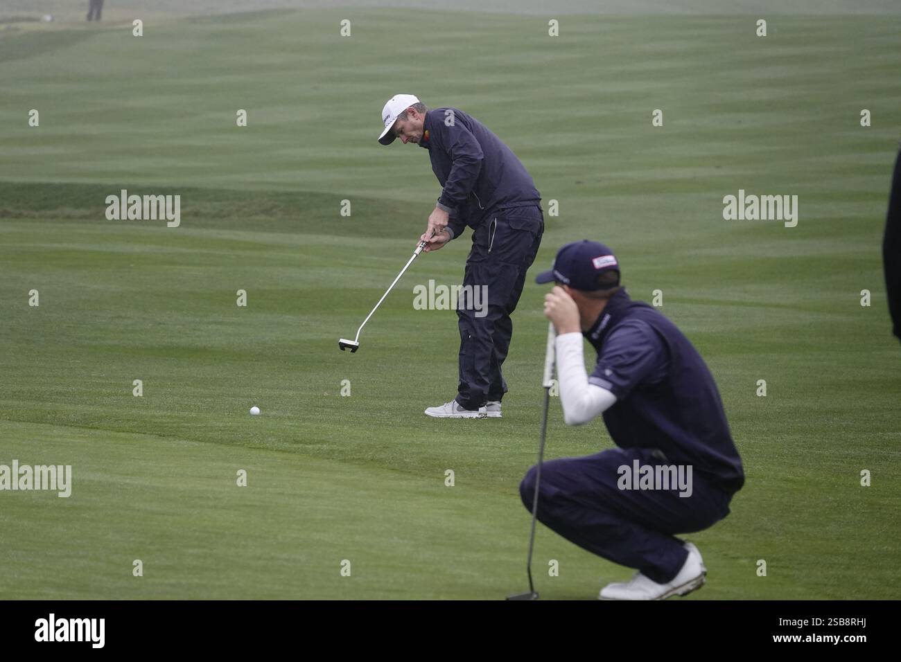 Pebble Beach, California, USA February 1st, 2025 Justin Rose putts on