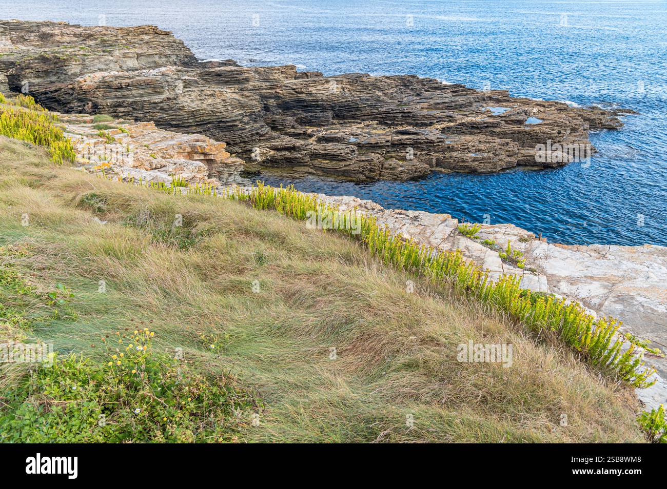 Seascape on the shores of the Cantabrian Sea in the village of Rinlo ...