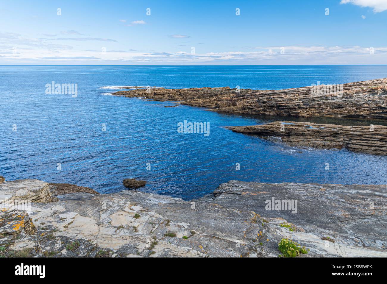 Seascape on the shores of the Cantabrian Sea in the village of Rinlo ...