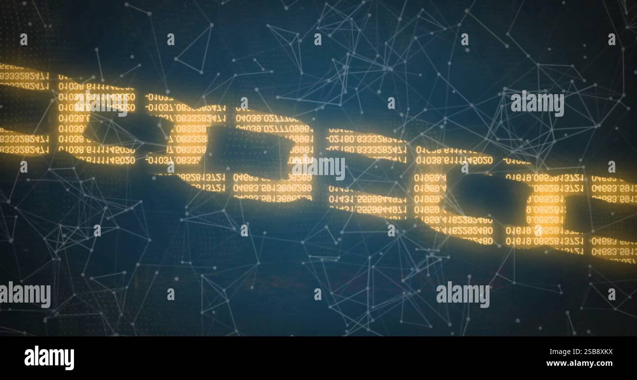 Chain and binary coding, scientific data processing image Stock Photo