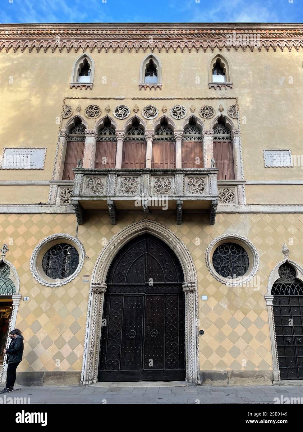 Padua, Italy. Exterior of the 14th century Palazzo Romanin Jacur. - Smartphone Captured Stock Image
