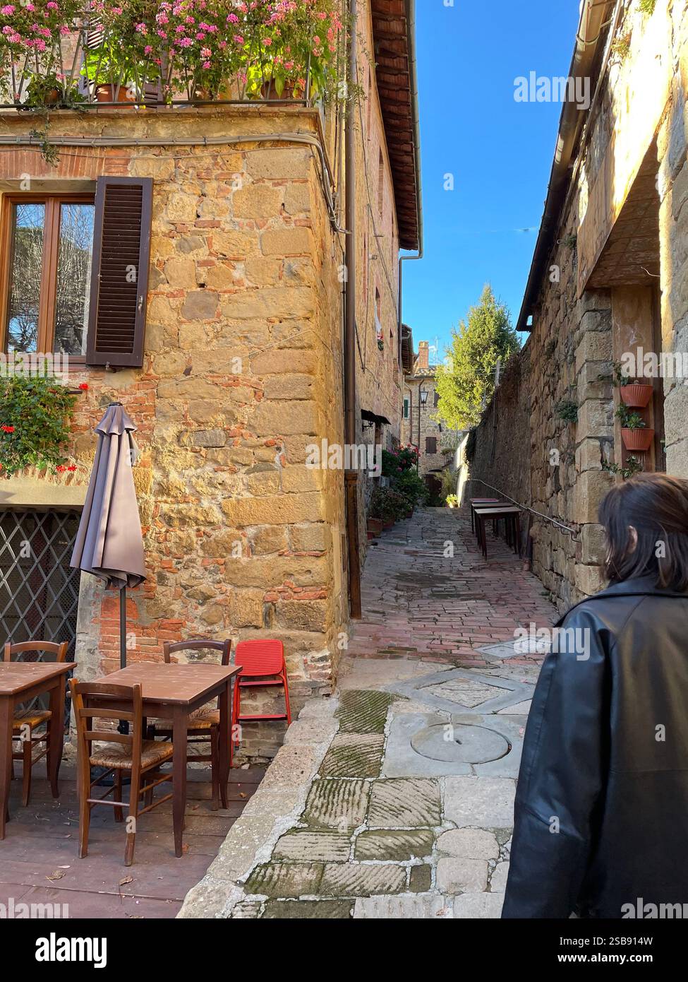 A stroll through the charming medieval village of Monticchiello, Italy - Smartphone Captured Stock Image
