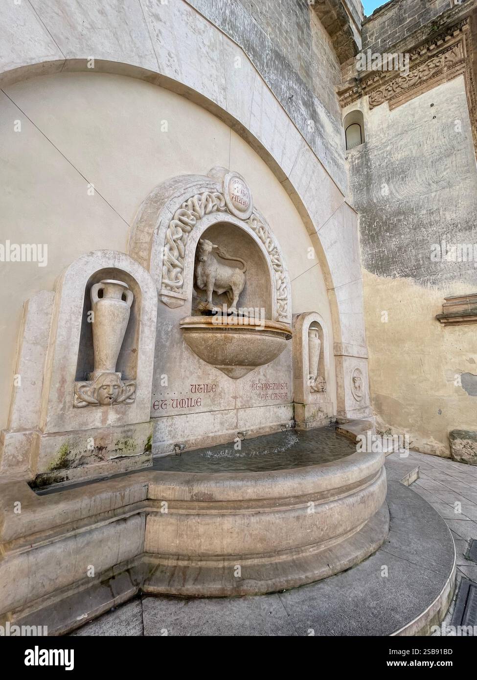 Nardò, Italy. The Fountain of the Bull in Piazza Salandra. - Smartphone Captured Stock Image