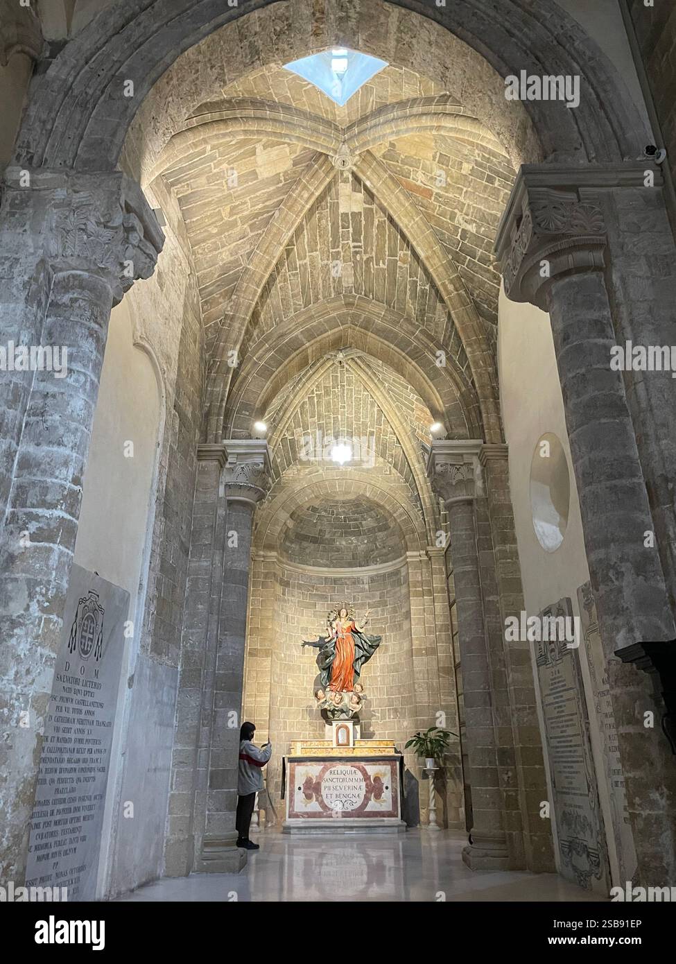 Nardò, Italy. Statue of a Madonna inside the Basilica cattedrale di Santa Maria Assunta/ Nardò Cathedral. - Smartphone Captured Stock Image