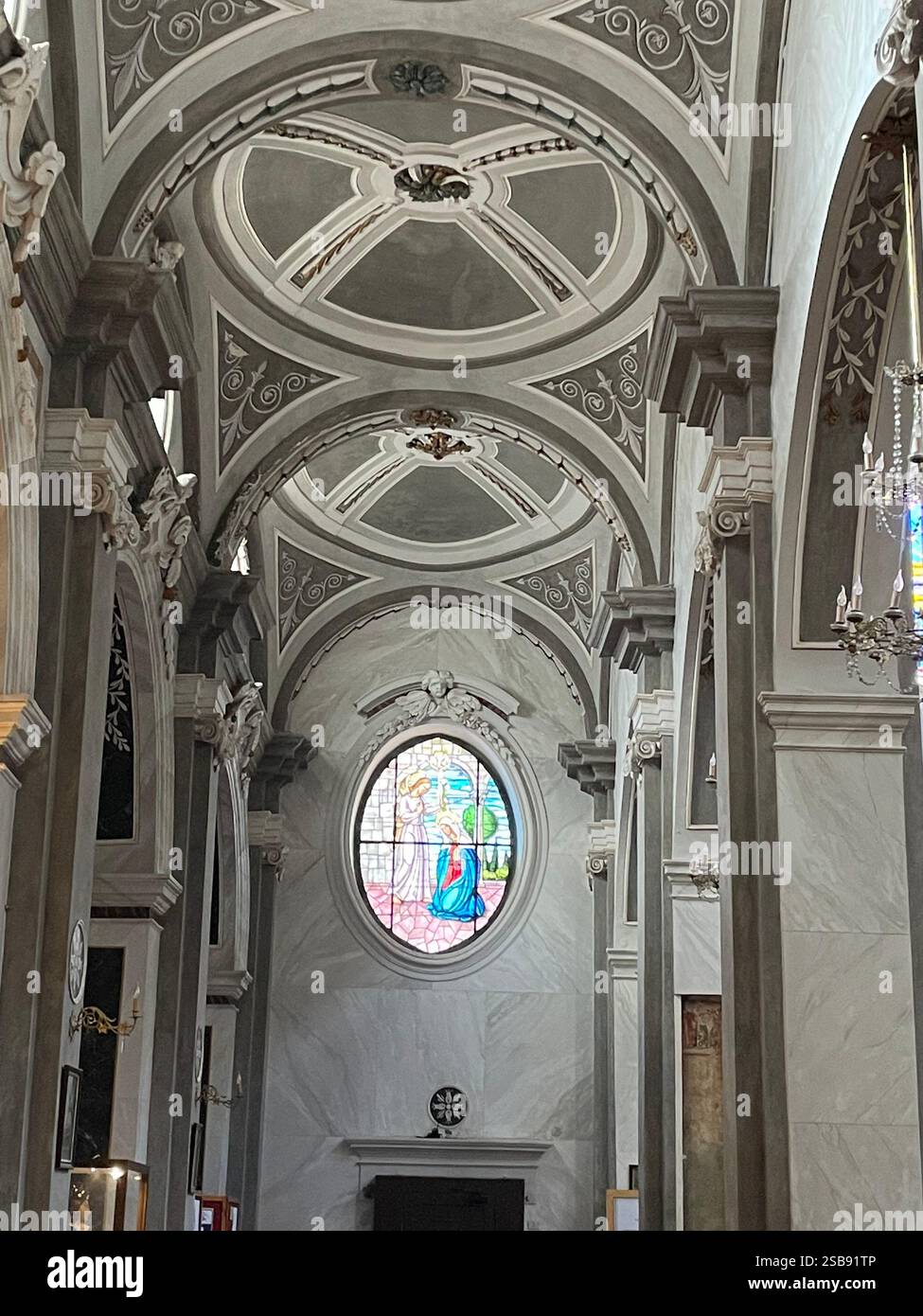 Noci, Italy. Interior of the medieval Church of Saint Mary and Saint Roch (Chiesa madre). - Smartphone Captured Stock Image