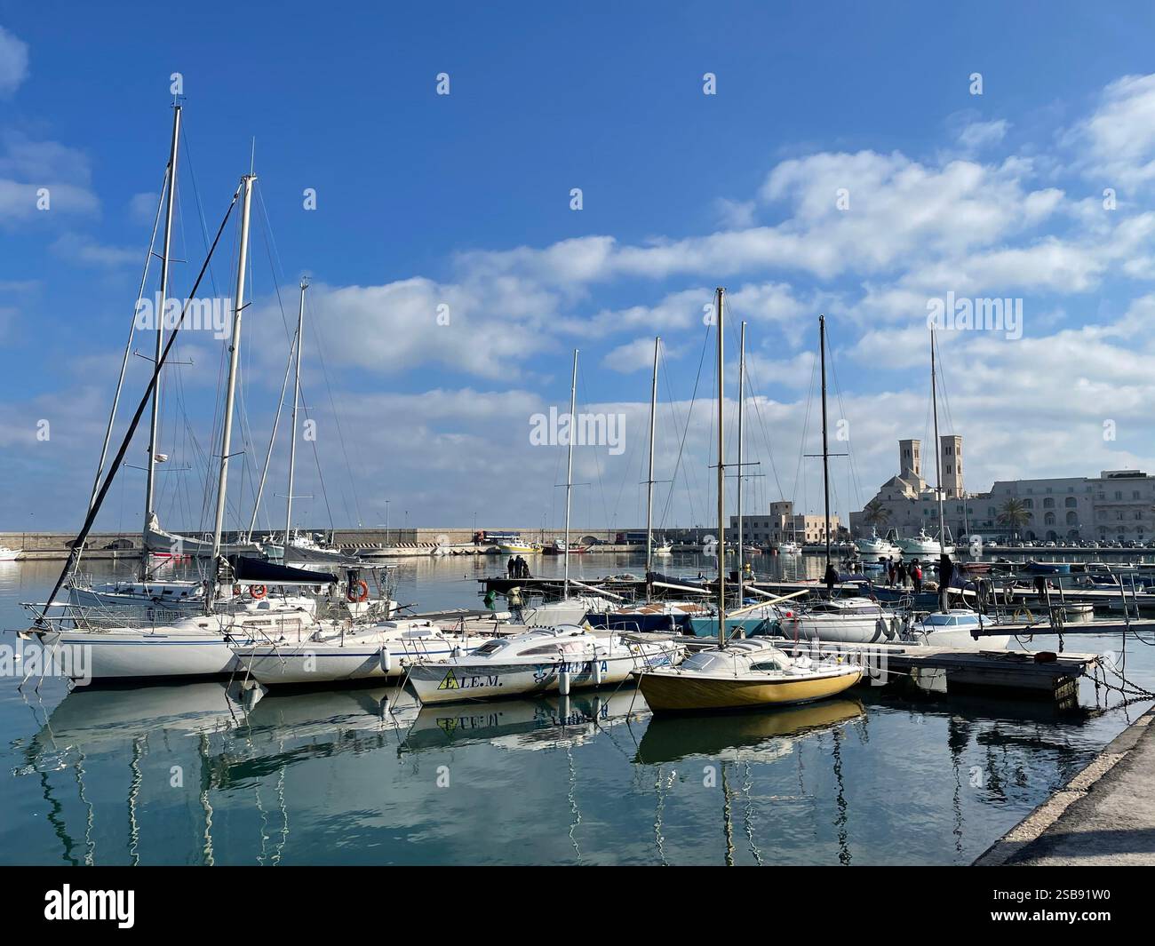 Fishing boats in the Molfetta harbour, Italy - Smartphone Captured Stock Image