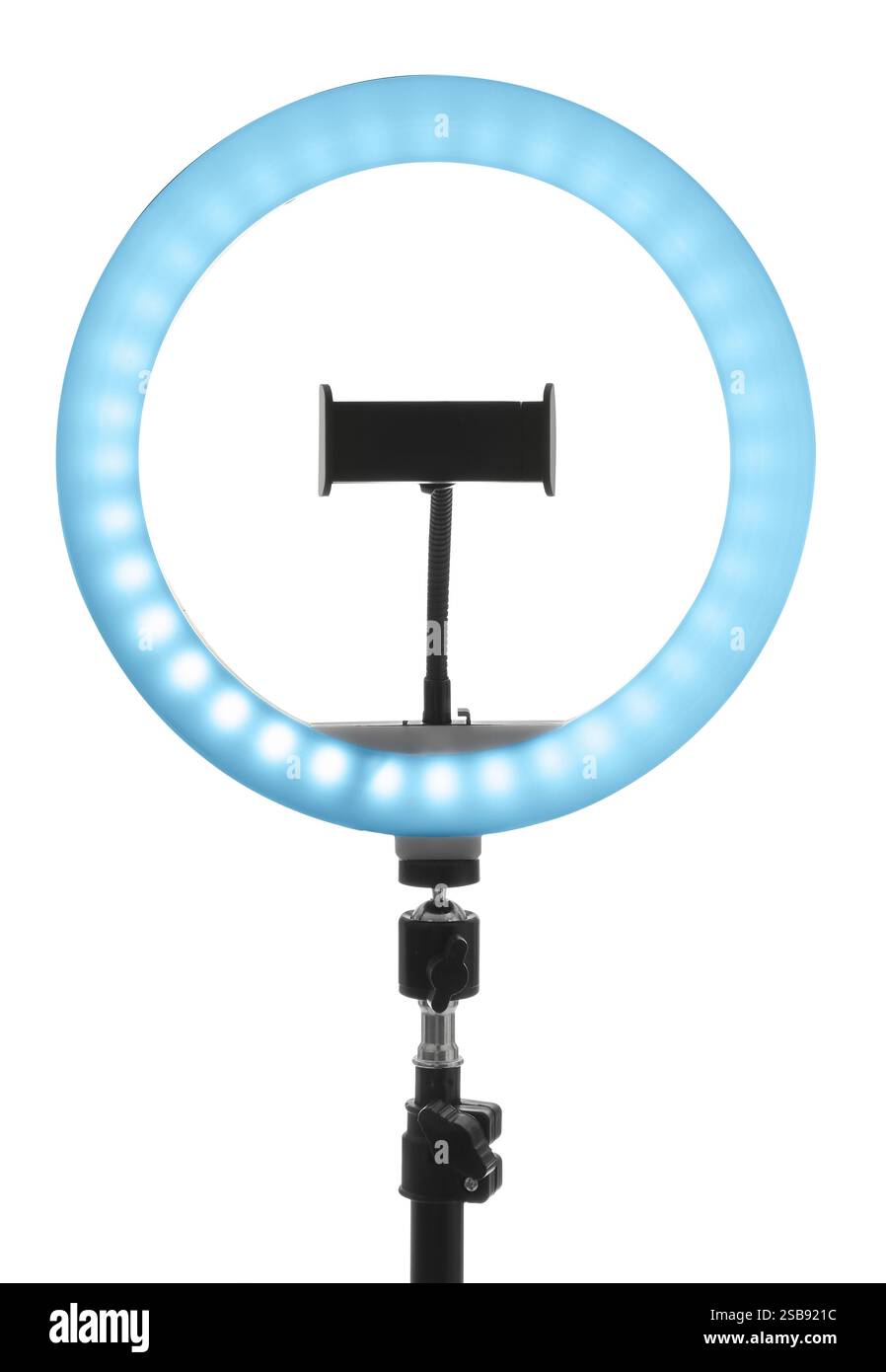 Tripod with ring light isolated on white Stock Photo - Alamy