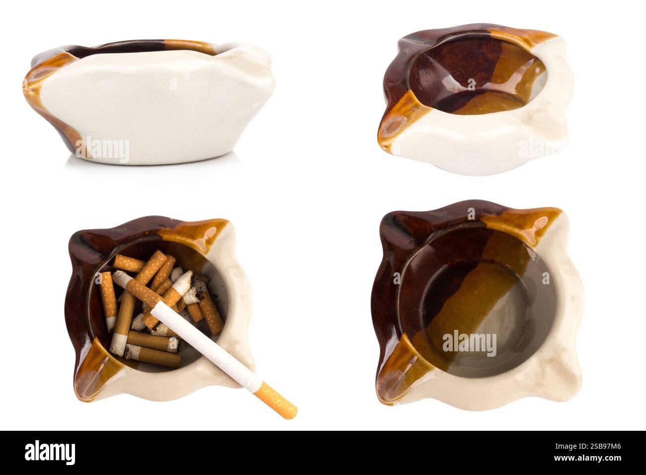 Ceramic ashtray isolated on white background. Stock Photo