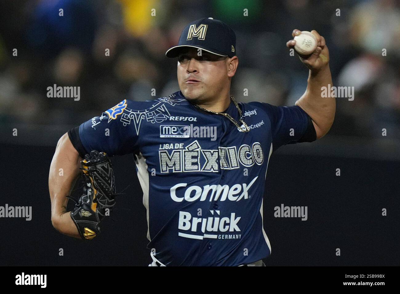 Mexico pitcher Manny Banuelos throws against Venezuela in the first