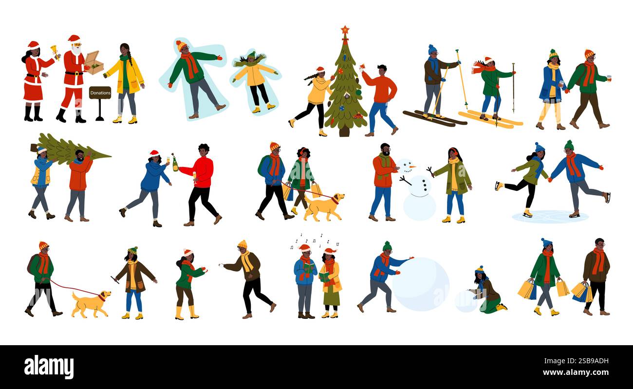 group-friends-walking-in-winter-stock-vector-images-alamy