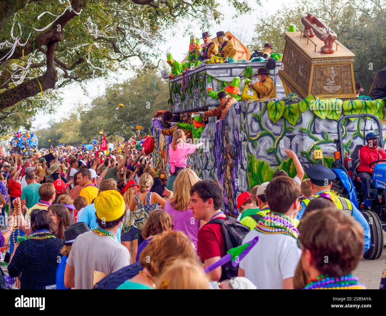 New Orleans, LA, USA - March 2, 2014: Krewe of Thoth float passes an ...